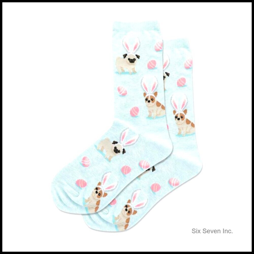 Women's Easter Dog Crew Socks with Arch Support, Stay Up Top